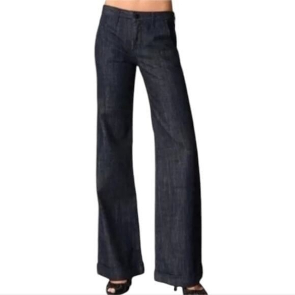 Express Design Studio Vintage Editor Low Rise Dark Flare Denim Trousers Size 6